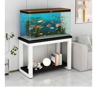 Heavy-Duty Aquarium Stand, Double-Tier Fish Tank Stand,Reptile Enclosure, With Storage Shelf I,ncludes Non-Slip Pads,Suitable For Fish And Turtle Keeping(White+Black,23.6x15.7in)