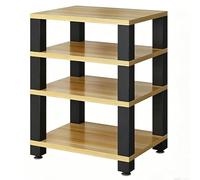 Heavy Duty Audio Component Rack Stereo Record Player Stand | AV Media Stand Metal Mobile, Heavy Duty, for Record Player /Game Console /TV Box /Xbox(Walnut,4 Tier)