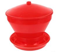 Heavy Duty Automatic Chicken Feeder Bucket Made From Strong Plastic For Pigeons And Poultry Efficient Food Dispensing System For Outdoor Use Easy To Rinse And Maintain In Stable Grey Tone(red)