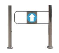 Heavy-Duty Automatic Spring-Loaded Safety Swing Gate for Supermarkets Warehouses & Libraries - One-Way Closing Pedestrian Access Door - Large Silver Gate (60x97cm)