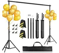 Heavy-Duty Backdrop Stand 10x8.5 ft, Upgrade Telescopic Adjustable Photography Backdrop Stand for Parties, Stage Decoration Stand with Clamps, Sandbags, Carring Bag