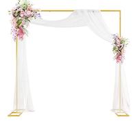 Heavy Duty Backdrop Stand 8ft x 8ft Gold Pipe and Drape Backdrop Stand Kit Adjustable Metal Backdrop Sand for Wedding Photobooth Exhibition Decoration