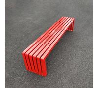 Heavy Duty Backless Metal Garden Bench - Colorful Galvanized Steel Seating with Ground Fixing Holes for Parks Squares and Public Spaces (Red 100x40x45cm)