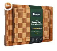 Heavy Duty Bamboo Cutting Board Set 2 Pack Non Toxic Wooden Cutting Boards for Kitchen Wooden Chopping Board Large Butcher Block Heavy Duty Solid End Grain