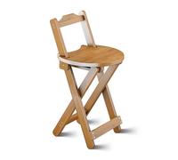 Heavy Duty Bamboo Folding Stool with Handle - Portable 18" Tall Chair for Adults Ideal for Fishing Hiking Gardening Travel BBQ - Brown Color