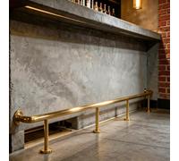 Heavy Duty Bar Foot Rail Kit, Round Pipe Foot Rest for Bar Counter, Stainless Steel Foot Railing for Cafe, Hotel, Dining Room(Gold,150cm/4.92ft)