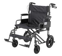 Heavy Duty bariatric Extra Wide Folding Transit Wheelchair Takes up to 28 Stone - Weighs only 14.8kg