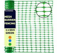 Heavy Duty Barrier Fencing Mesh 1m x 50m - Plastic Temporary Safety Fence for Construction, Work Sites, Garden, Pet Barriers, and Events in Orange, Green, Blue (Green)