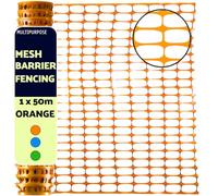 Heavy Duty Barrier Fencing Mesh 1m x 50m - Plastic Temporary Safety Fence for Construction, Work Sites, Garden, Pet Barriers, and Events in Orange, Green, Blue (Orange)