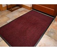 Heavy Duty Barrier Mat Indoor & Outdoor Kitchen Hallway Door Mat Rug Machine Washable Back Door Entrance Non Slip Traps Dirt PVC Rubber Barrier Mat (Red, 60x150cm)