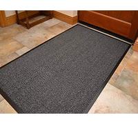 Heavy Duty Barrier Mat Indoor & Outdoor Kitchen Hallway Door Mat Rug Machine Washable Back Door Entrance Non Slip Traps Dirt PVC Rubber Barrier Mat (Grey, 90x200cm)