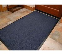Heavy Duty Barrier Mat Indoor & Outdoor Kitchen Hallway Door Mat Rug Machine Washable Back Door Entrance Non Slip Traps Dirt PVC Rubber Barrier Mat (Blue, 80x140cm)