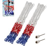 Heavy Duty Basketball Net,Basketball Net Replacement,Nylon Braided Duty Net,12 Loop Standard,Woven Tricolour Nets,Replacement Hoop Nets,Basketball Accessories,for Indoor Outdoor,2 PCS