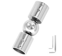 Heavy Duty Bay Window Curtain Pole Elbow Joint Kit - Hinged Elbow Corner Connector for 1” Curtain Rod - Adjustable, Silver, 1 Pack