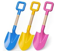 Heavy Duty Beach Shovels, 40 cm Jumbo Sand Shovel for Kids, Beach Sandpit Toy Shovel with Long Handle, Plastic Shovel with Wooden Handle for shoveling and Digging Sand and Snow