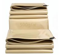 Heavy Duty Beige Tarpaulin 500g/m² Waterproof Canvas Tarp with Rust-Proof Eyelets, UV Resistant Multi-Purpose Outdoor Ground Sheet(1x1.8m(3.3ftx5.9ft))