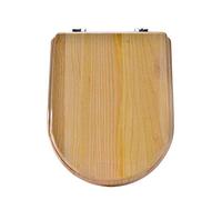 Heavy Duty Beige Wooden Toilet Seat with Metal Hinges - Easy Install & Clean XD Shape - Durable Bathroom Upgrade for Comfort & Modern Style