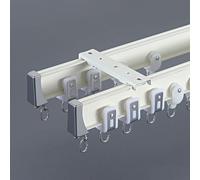 Heavy Duty Bendable Curtain Tracks Single/Double Rods for Room Dividers MultiPulley System Complete Curtain Rail Set with All Install Fittings Ceiling/Wall Mount (White Dual Track)