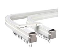 Heavy Duty Bendable Double Track Curtain Rails for Bay Windows - Ceiling or Wall Mount Rod with Brackets, Pulleys & Screws, 10ft (305cm) - Perfect for Custom Curtains