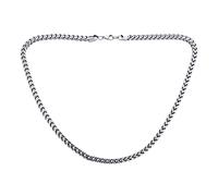 Heavy Duty Biker Jewelry Solid Flat Square Wheat Link Foxtail Chain Necklace Men Teens Silver Tone Stainless Steel 6MM, 24 Inch
