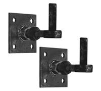 Heavy Duty Black Adjustable Hook on Plate Pair, 19mm Pin Diameter, Square 100mm (4" x 4") Plate, Iron Hinge for Farm, Field, Driveway and Stable Gates x2
