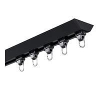 Heavy Duty Black Aluminum Curtain Rail with Rollers & End Caps - 6ft Adjustable Room Divider& Stylish Solution for Home & Office Privacy