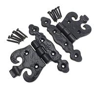 Heavy Duty Black Antique Style Door Hinges Fancy Vintage Door Hinges for Internal External Doors Hinges for Cupboards Cabinets Wardrobe (2 Pieces).