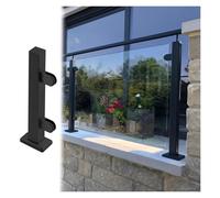 Heavy Duty Black Balustrade Posts and Clamps for Commercial Use Floor Standing Railing 60cm/23.6in Height Ideal for Hallways and Decks