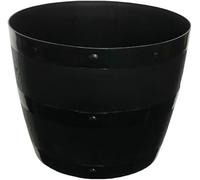 Heavy Duty Black Barrel Planter Plastic Pot - Large Round Sturdy & Lightweight Tub - Indoor & Outdoor All-Purpose Patio Cultivation Tubs - Strong & Durable Garden Plants Flower Container (34cm)