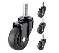 Heavy Duty Black Caster WheelsSet of 4 Threaded Stem Swivel Rubber Casters with Total Locking6/8/10mm Stem Diameter for Furniture & Equipment