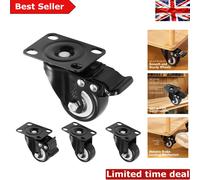 Heavy-Duty Black Casters with Brakes - 200kg Load Capacity, 50mm Size, 4 Pack