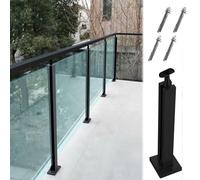 Heavy Duty Black Deck Railing Post Clamp - End Mid & Corner Posts for Stair Balustrade System 45.2” Hand Railing Column Outdoor Safety Solution Easy Install
