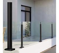 Heavy Duty Black Glass Railing Post for Balcony & Patio - 90cm (35.4") Glass Clamp with Screws & Fittings - Durable il System for Hallway & Deck Safety