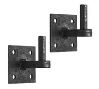 Heavy Duty Black Hook on Plate Pair, 19mm Pin Diameter, Square 100mm (4" x 4") Plate, Iron Hinge for Farm, Field, Driveway and Stable Gates x2