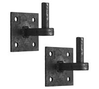 Heavy Duty Black Hook on Plate Pair, 22mm Pin Diameter, Square 100mm (4" x 4") Plate, Iron Hinge for Farm, Field, Driveway and Stable Gates x2