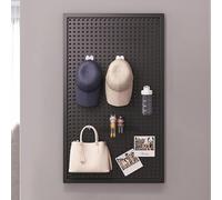 Heavy-Duty Black Metal Pegboard with 20 Hooks - 100x30cm Tool Organizer for Craft Shows Wall Storage Solutions Durable Display Board for Home & Garage