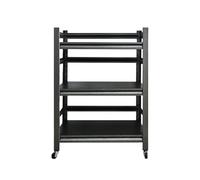 Heavy-Duty Black Metal Storage Rack on Wheels, Adjustable Height, Ideal for Garage, Tire Storage & Kitchen Organization (Size: 60x40x80cm)