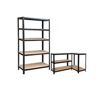 Heavy Duty Black Metal Storage Shelves - 875KG Capacity Adjustable Garage Racking Unit, Boltless Design, Ideal for Home & Workshop Storage Solutions (150x70x30cm)