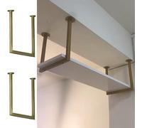Heavy Duty Black Pipe Shelf Bracket 30cm x 30cm - Industrial Metal Ceiling Mount Supports 2 Pack Gold Finish for Kitchen & Home Decor No Plank Included