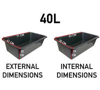 Heavy Duty Black Plastic Trough Rectangular Bucket Pet Wash Storage 40L 60L 90L