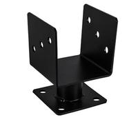 Heavy Duty Black Powder Coated Elevated Bolt Down Pergola Post Support - Premium Post Shoe - Ground Anchor (150mm - 6x6)