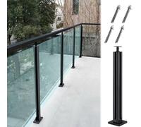 Heavy Duty Black Railing Clamp Post for Deck & Stair - 115CM/45 Grey Balustrade End/Mid/Corner Posts Cumizable Outdoor Safety Solution