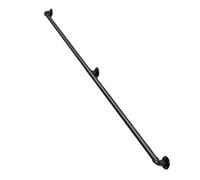 Heavy-Duty Black Round Corner Stair Kit, Wall-Mounted Non-Slip Pipe Railing, Durable Grab Bar for Indoor & Outdoor Stair Safety, Complete Support Rod System