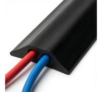 Heavy Duty Black Rubber Cable Protector "T" Twin Hole 11mm Each - Protect Wires And Cable Across The Floor - Overall Size 85mm x 15mm (5M)