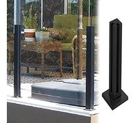 Heavy-Duty Black Square Balustrade Posts for Glass Railing - 60cm/23.6in Corner il Kit for Balcony Garden Deck & Hallway -Pillar System