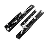 Heavy-Duty Black Steel Rising Slide Rail, Soft-Close Gas Spring Hardware Set, Hidden Extension for Kitchen Cabinet and Desk