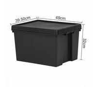 Wham Bam Upcycled Heavy Duty Black 45L Medium Plastic Stackable Storage Box With Lid