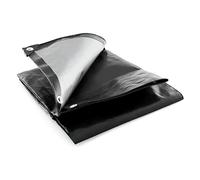 Heavy Duty Black Tarpaulin 6 x 8 m - 235 GSM Waterproof Cover with Rubber Reinforced Corners - Extra Strong UV Resistant Ground Sheet for Camping, Garden Furniture, Car, Construction, Outdoor Use
