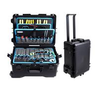 Heavy-Duty Black Tool Storage Box - Outdoor Portable Toolbox with Pocket Tool Boards - Durable Organizer for Home Improvement - 23.62 x 16.54 x 11.81in