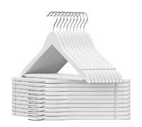H-line Pack of 20 x Wooden Coat Suit Garment Hangers Wood Wardrobe Hanger with Trouser Bar